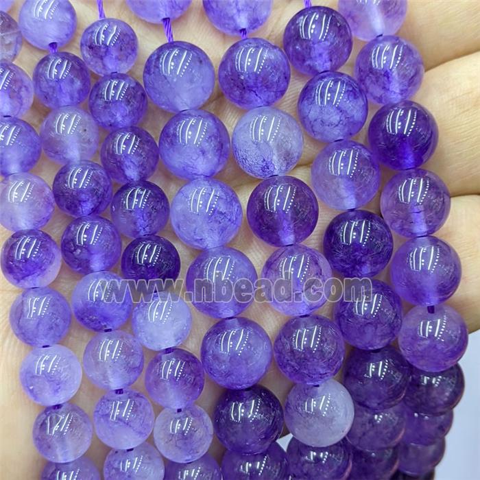 Purple Quartzite Jade Round Beads Smooth Dye