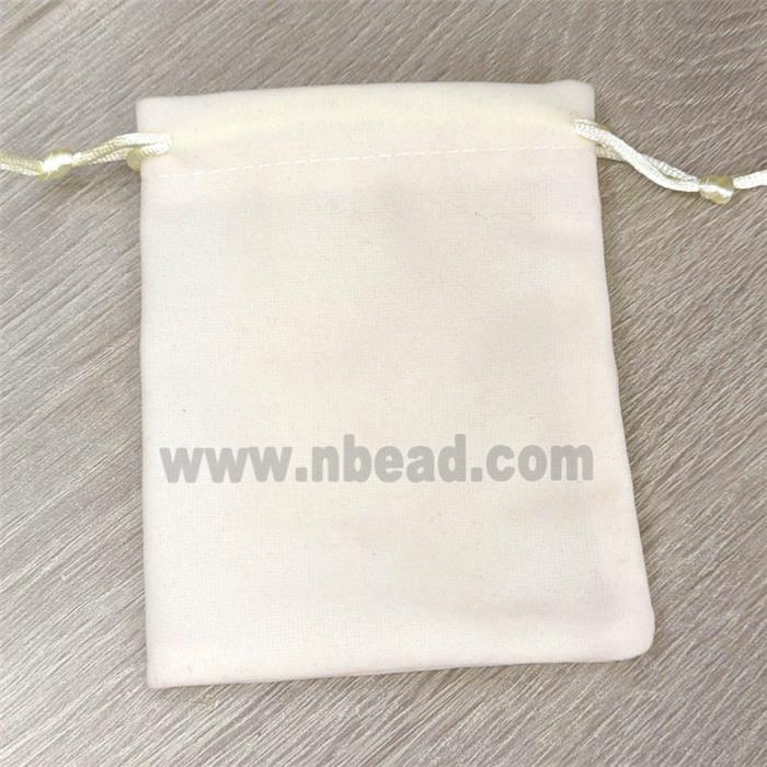 BeigeWhite Velvet Jewelry Pouch