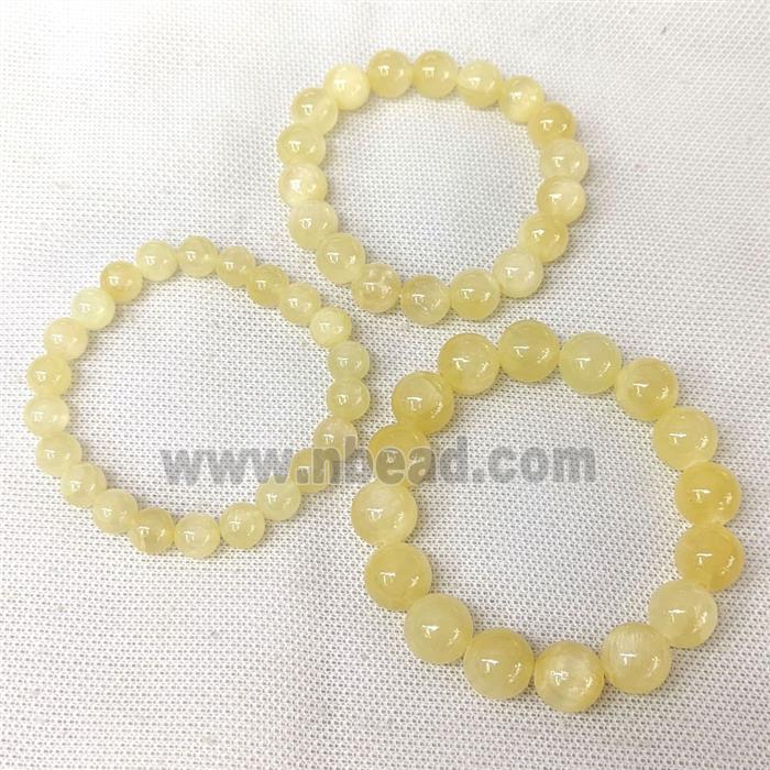 Yellow Selenite Bracelets Smooth Round Stretchy
