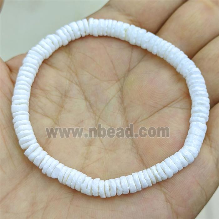 White Shell Heishi Beads Stretchy