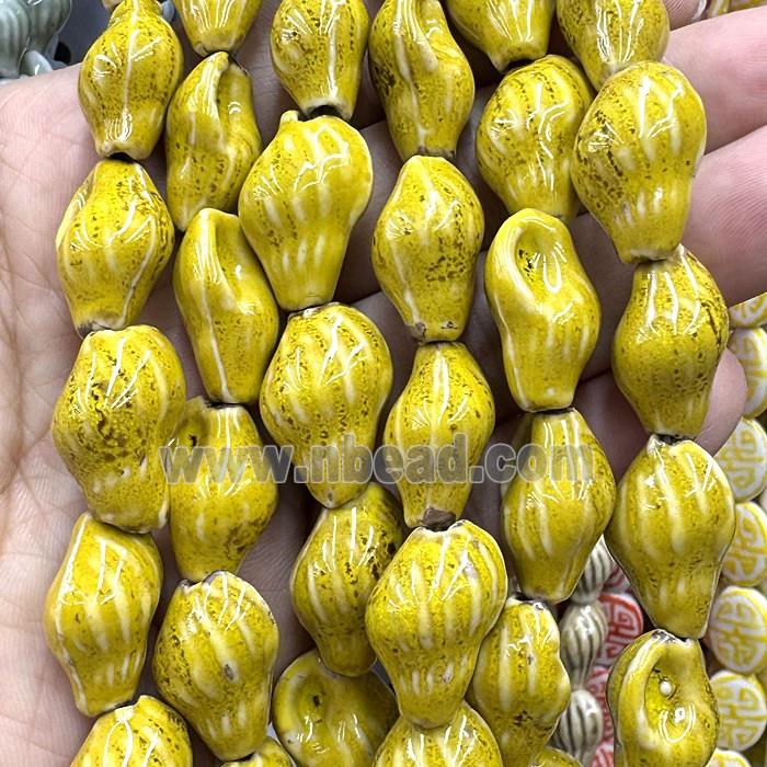 Porcelain Beads Oyster Shell Yellow