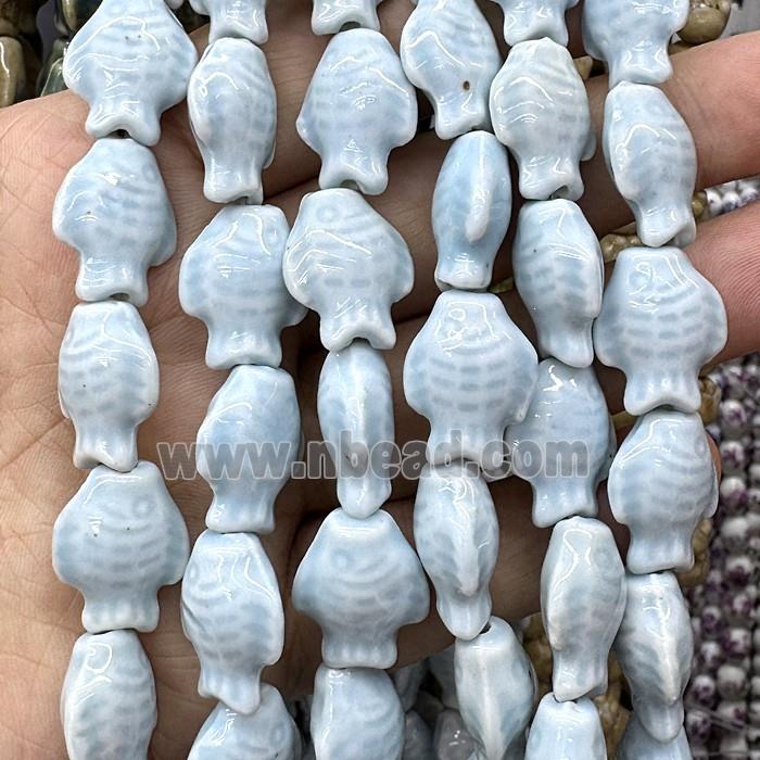 Porcelain Beads Fish Lt.blue