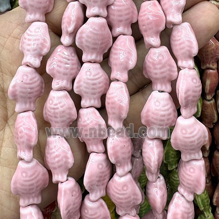 Porcelain Beads Fish Pink