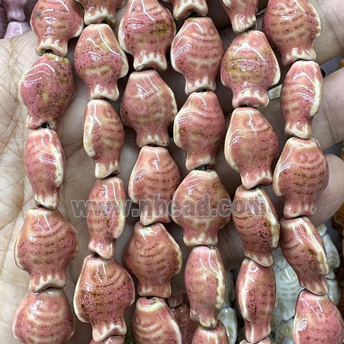 Porcelain Beads Fish Peach