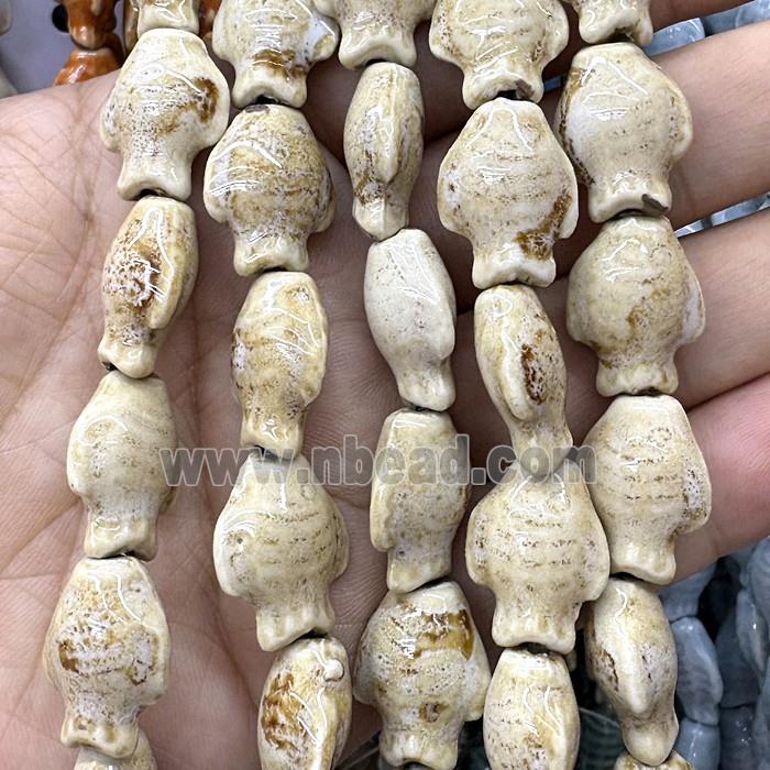 Porcelain Beads Fish Beige