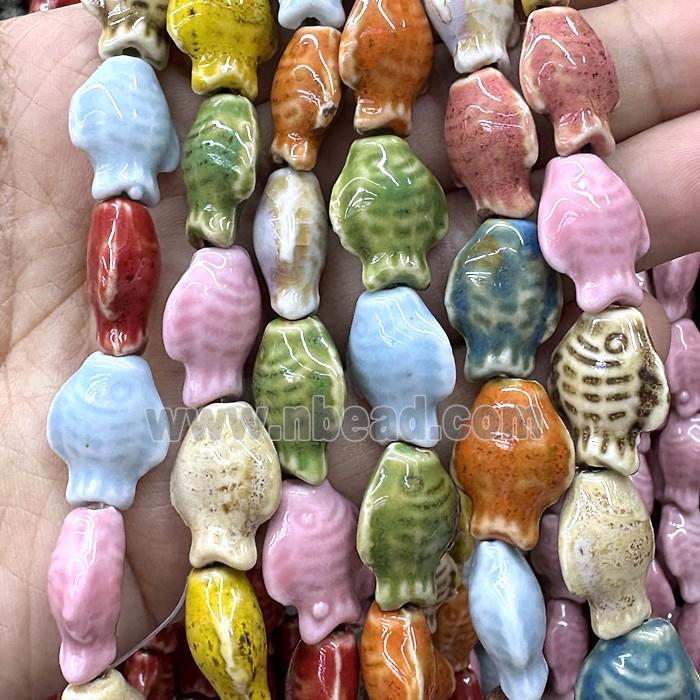 Porcelain Beads Fish Shaped Mixed Color