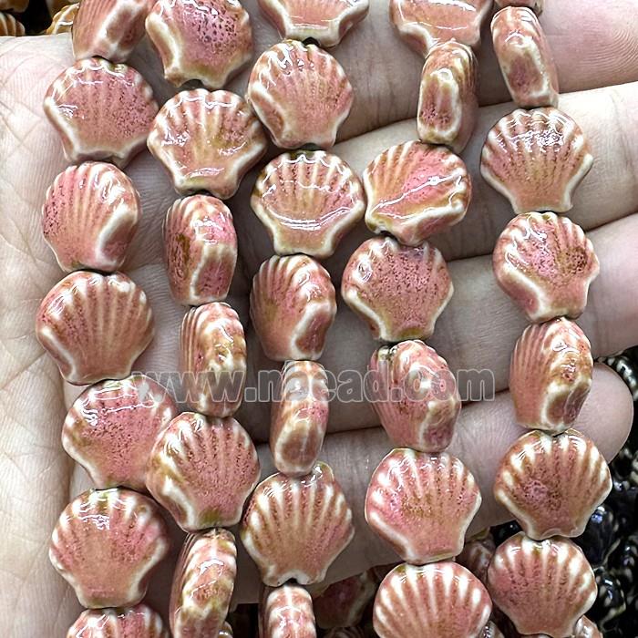 Porcelain Beads Scallop Shell Peach