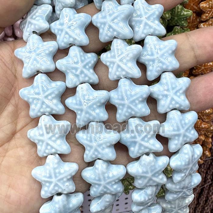 Porcelain Starfish Beads Blue