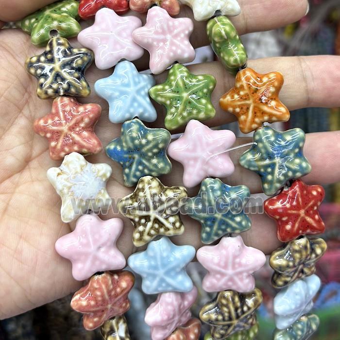 Porcelain Starfish Beads Mixed Color