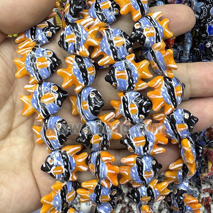 Porcelain Fish Beads Orange