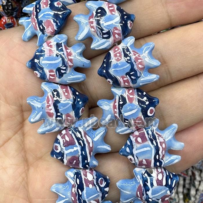 Porcelain Fish Beads Blue