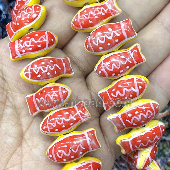 Porcelain Fish Beads Red