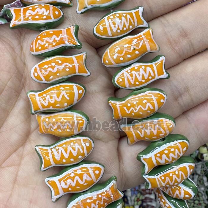 Porcelain Fish Beads Orange