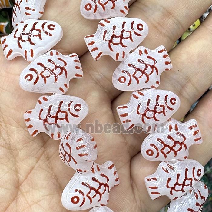 Lampwork Glass Fish Beads Red