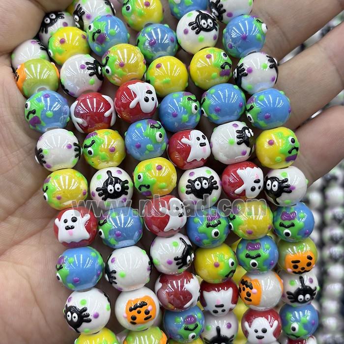 Porcelain Round Beads Ghost Face Mixed Color