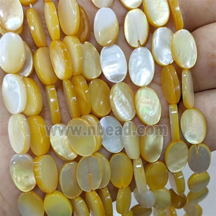 Yellow MOP Shell Oval Beads
