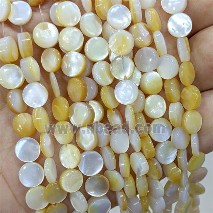 Yellow MOP Shell Coin Beads