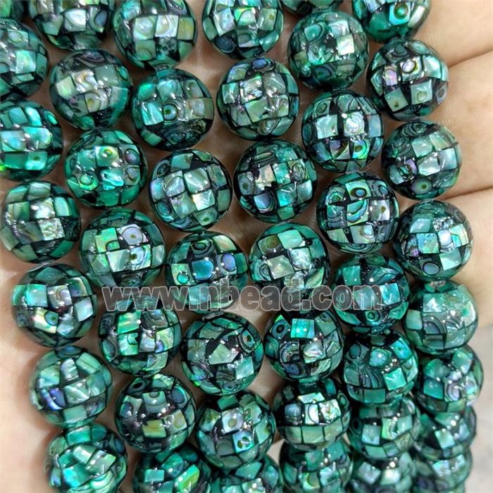Green Abalone Shell Beads Faceted Round