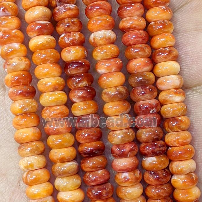 Orange Scallops Shell Rondelle Beads Smooth
