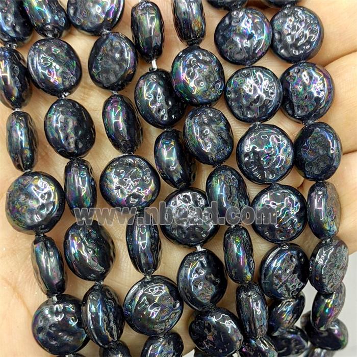 Pearlized Shell Coin Beads Black Dye