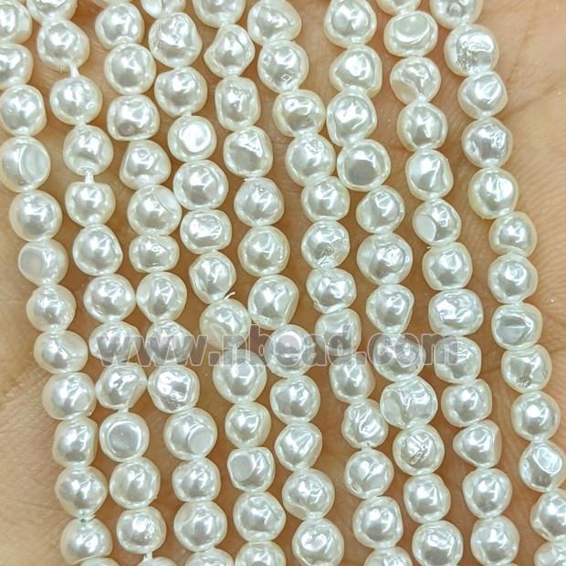 White Pearlized Shell Chips Beads Freeform