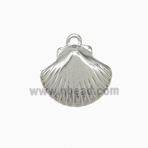 Raw Stainless Steel Scallop Shell Pendant