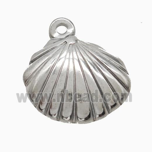 Raw Stainless Steel Scallop Shell Pendant