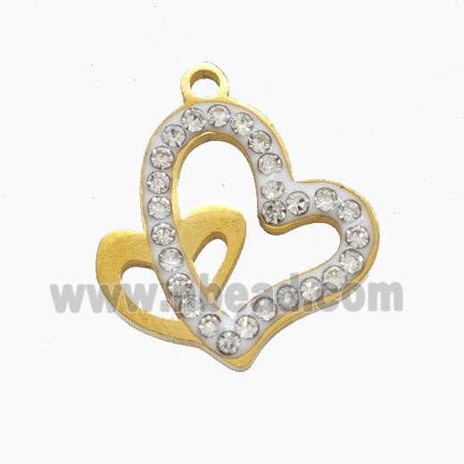 Stainless Steel Star Pendant Pave Rhinestone Gold Plated