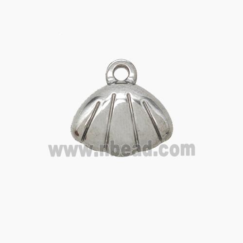 Raw Stainless Steel Scallop Shell Pendant