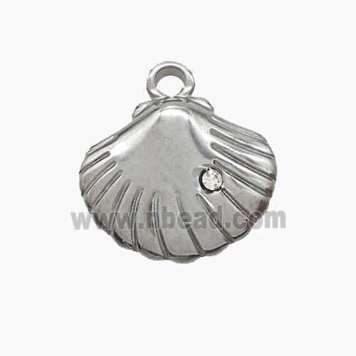 Raw Stainless Steel Scallop Shell Pendant
