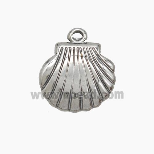 Raw Stainless Steel Scallop Shell Pendant