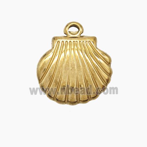 Stainless Steel Scallop Shell Pendant Gold Plated