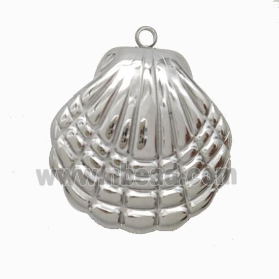 Raw Stainless Steel Scallop Shell Pendant