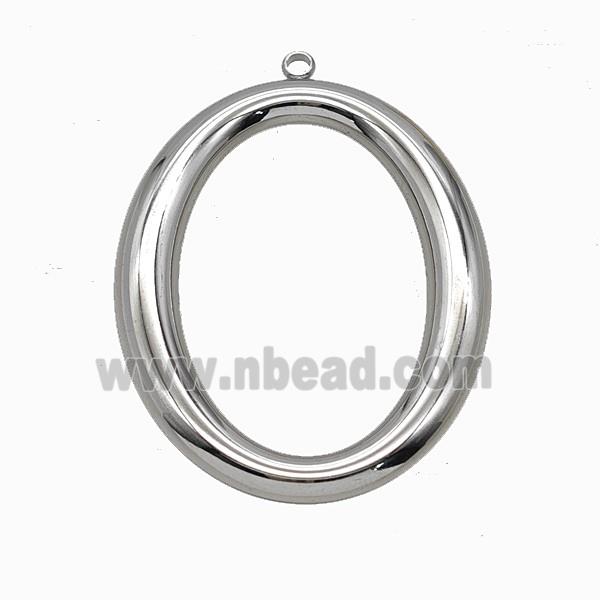 Raw Stainless Steel Oval Rings Pendant