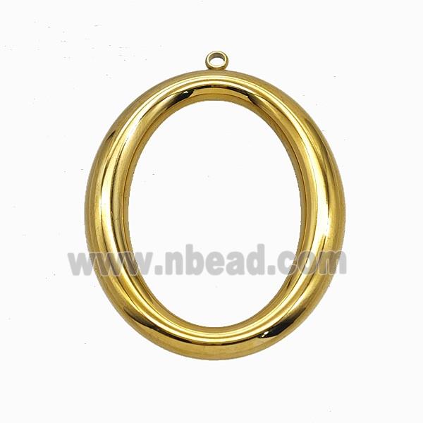 Stainless Steel Oval Rings Pendant Gold Plated