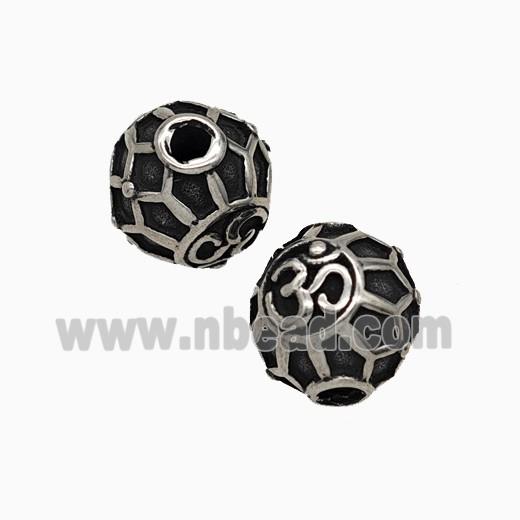 Stainless Steel Round Beads Antique Silver