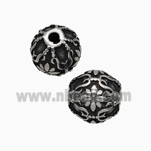 Stainless Steel Round Beads Antique Silver
