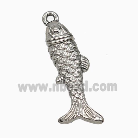 Raw Stainless Steel Fish Pendant