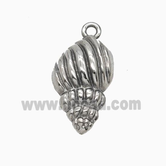 Raw Stainless Steel Conch Shell Pendant