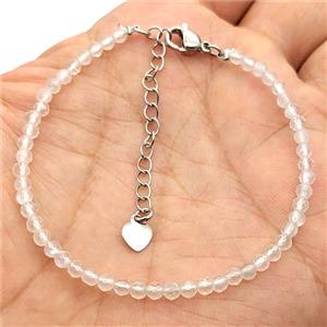Natural White Moonstone Bracelet With Copper Clasp, approx 3.5mm, 17-22cm length