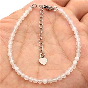 Natural White Moonstone Bracelet With Copper Clasp, approx 3.5mm, 17-22cm length
