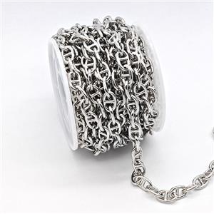 Copper Chain, Platinum Plated, approx 6.5x10mm