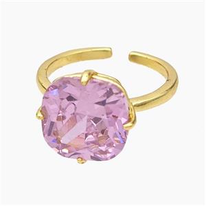 Copper Ring Pave Pink Zirconia Gold Plated, approx 12mm, 18mm dia