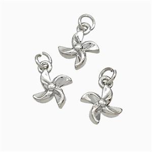 Windmill Charms Copper Pendant Platinum Plated, approx 8mm