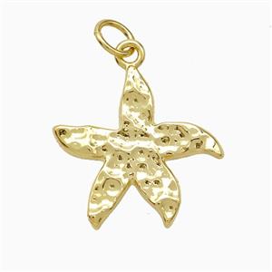 Copper Seastar Pendant Hammered Gold Plated, approx 18mm