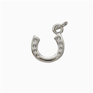 Copper Horseshoe Pendant Pave Zirconia Platinum Plated, approx 12mm