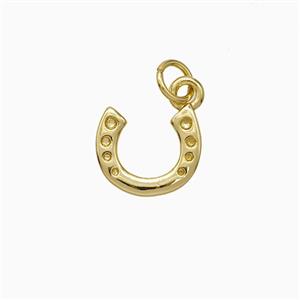 Copper Horseshoe Pendant Pave Zirconia Gold Plated, approx 12mm