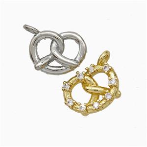 Copper Heart Pendant Pave Zirconia Mixed, approx 10-13mm