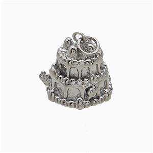 Birthday Cake Charms Copper Pendant Platinum Plated, approx 13-15mm