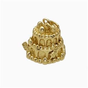 Birthday Cake Charms Copper Pendant Gold Plated, approx 13-15mm